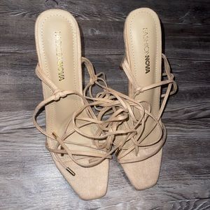 Nude Suede Heels. SIZE 9